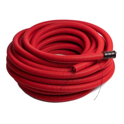 Dobbelveggede kabelrør, rød. (50m)